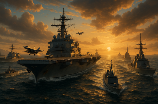 Flotte occidentale près de l’Iran : porte-avions et destroyers en formation.