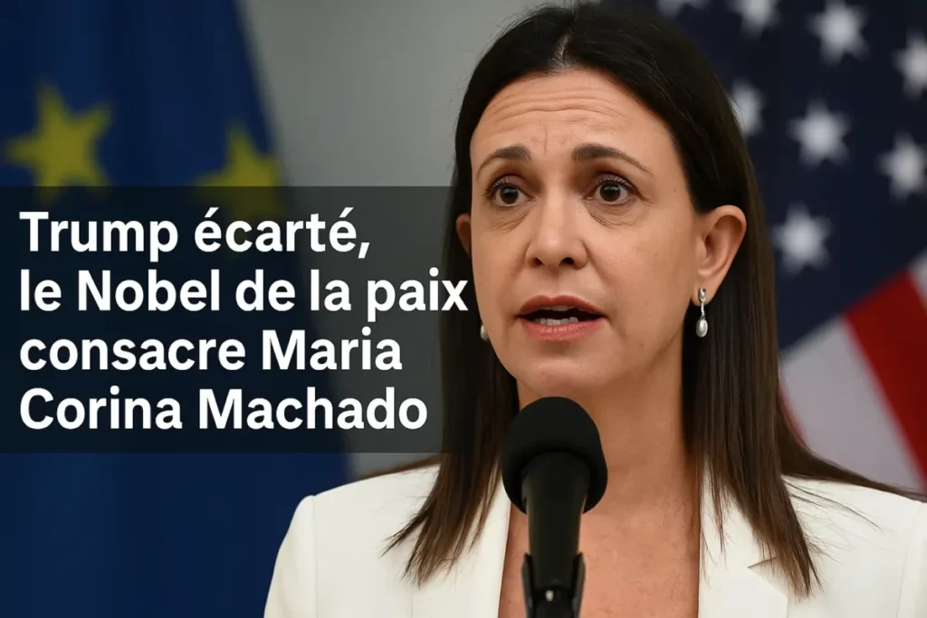 Maria Corina Machado reçoit le prix Nobel de la paix 2025, Donald Trump écarté du palmarès.