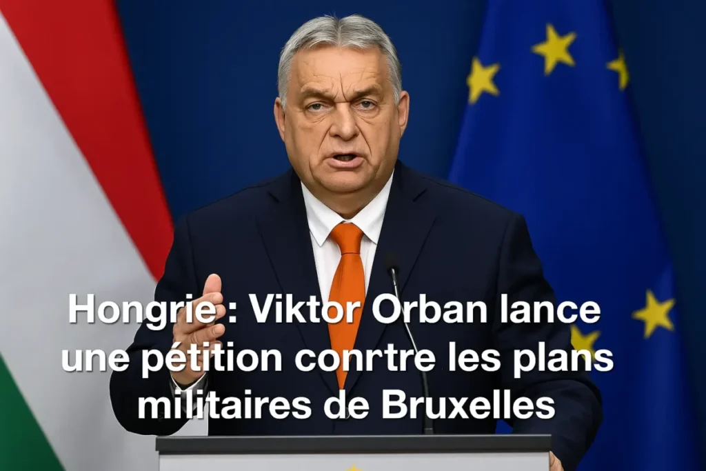 Viktor Orban annonce une pétition contre les plans militaires de l’Union européenne lors d’un discours à Budapest.