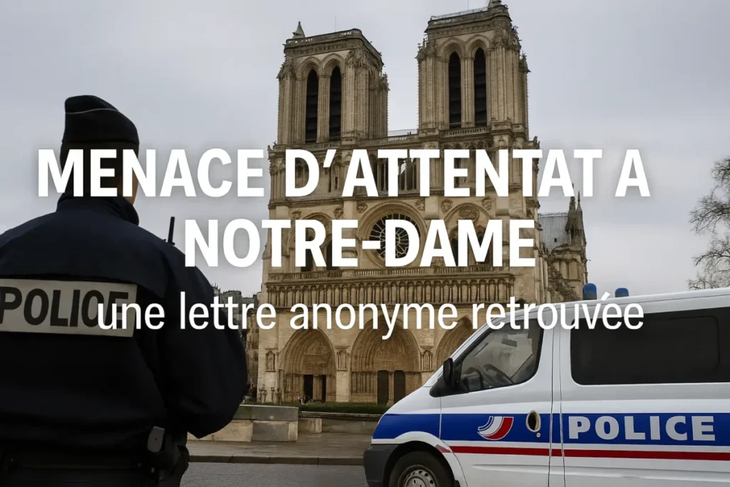 La cathédrale Notre-Dame de Paris sous haute surveillance après la découverte d’une lettre anonyme mentionnant une menace d’attentat.