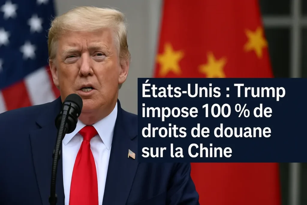 Donald Trump annonce de nouvelles sanctions commerciales contre la Chine, illustrant la montée des tensions économiques entre Washington et Pékin.