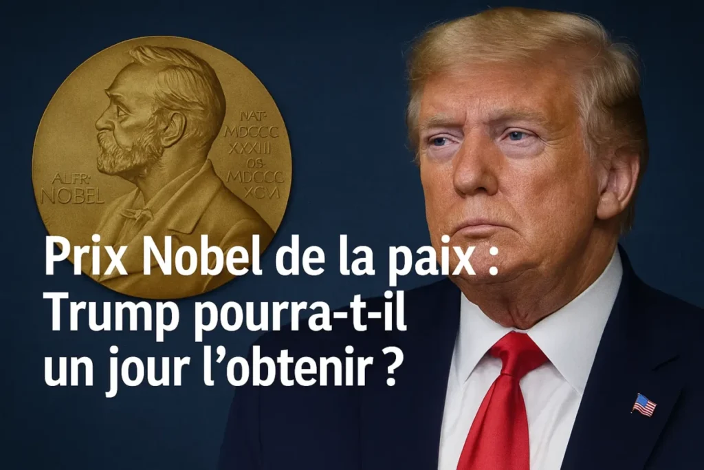 Portrait de Donald Trump, associé à un article sur la controverse du prix Nobel de la paix 2025.