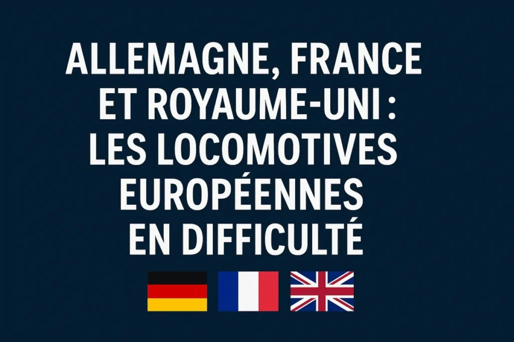 Image représentant la France, l’Allemagne et le Royaume-Uni symbolisant les difficultés économiques européennes.