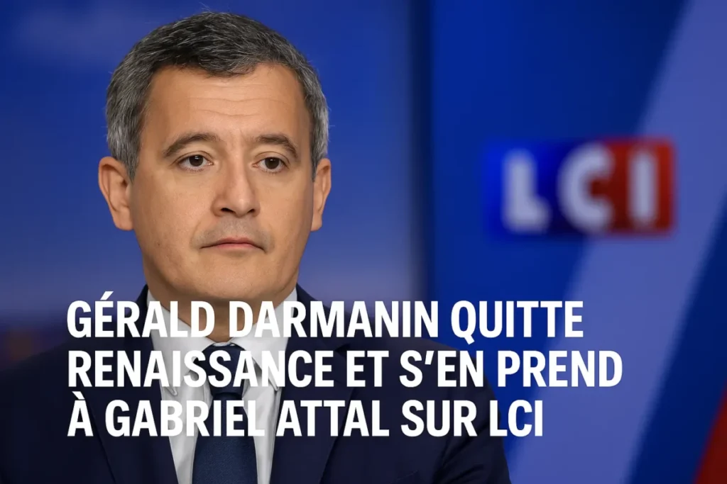 Gérald Darmanin lors de son interview sur LCI annonçant son départ de Renaissance.