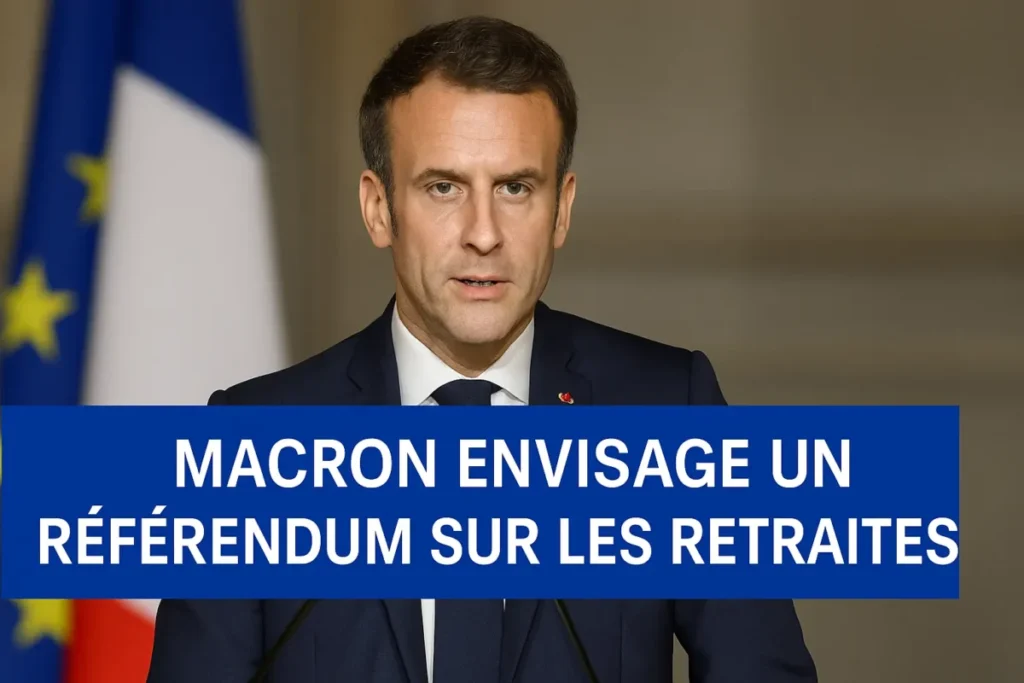 Emmanuel Macron s’exprimant lors d’une conférence sur la réforme des retraites