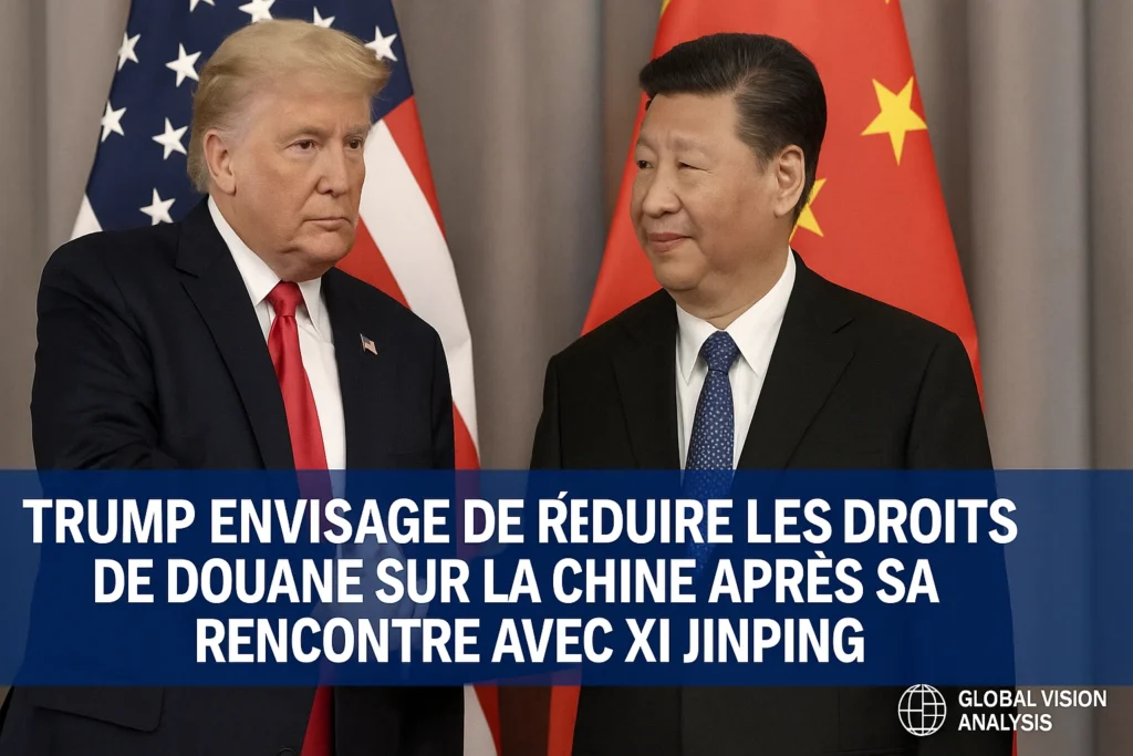 Trump envisage de réduire les droits de douane sur la Chine après sa rencontre avec Xi Jinping Donald Trump serrant la main de Xi Jinping lors du sommet APEC avant discussion sur les tarifs