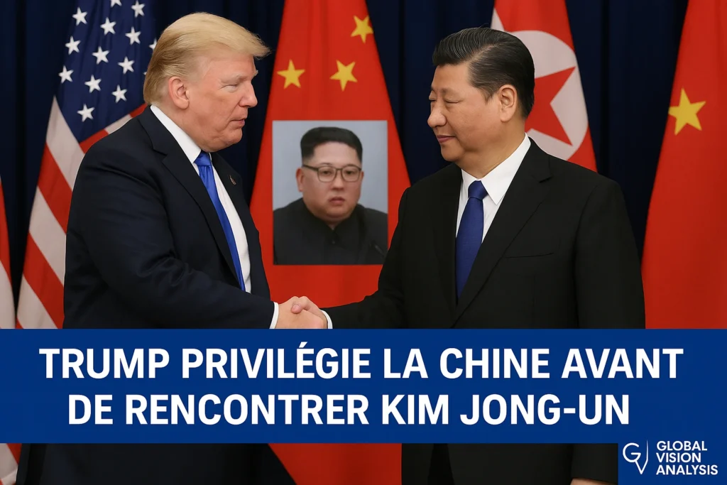Trump évoque d’abord la Chine, puis la Corée : un repositionnement stratégique Donald Trump et Xi Jinping avant sommet ; Trump évoque la Corée du Nord
