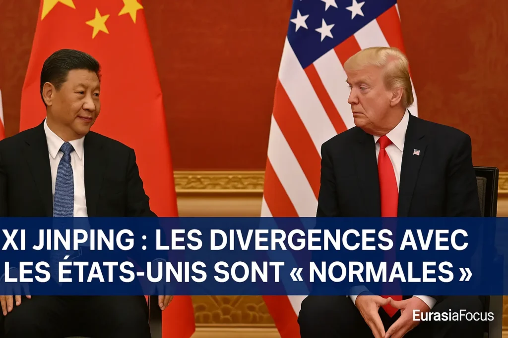 Xi Jinping : « L’existence de divergences entre la Chine et les États-Unis est une chose normale » Xi Jinping et Donald Trump lors d’un sommet à Busan, discutant des relations sino-américaines