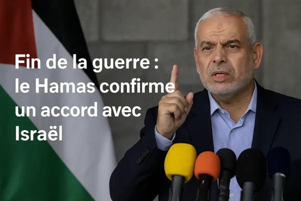 Khalil al-Hayya, chef du Hamas, annonce la fin de la guerre avec Israël lors d’une conference à Gaza.